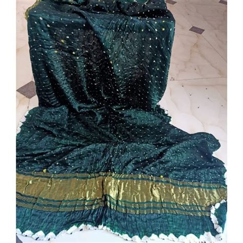 Modal Silk Bandhani Dupatta with Silk Tissue Pallu - Leheriya.com
