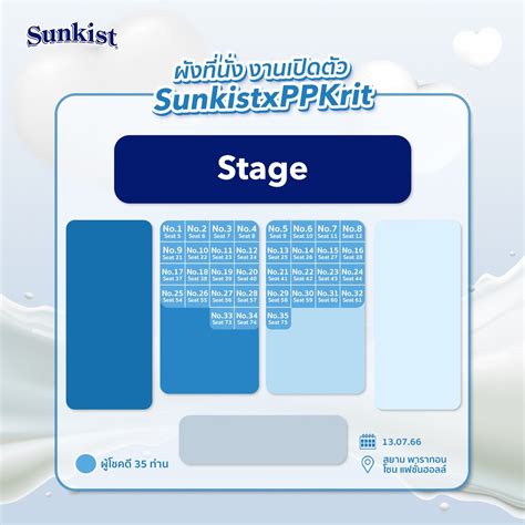 Sunkist Thailand on Twitter: "ผังแสดงลำดับที่นั่ง สำหรับผู้โชคดี ในงาน ...