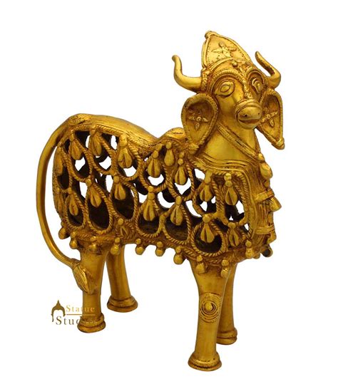 Antique Indian brass tribal craft cow showpiece fine art sculpture gif ...