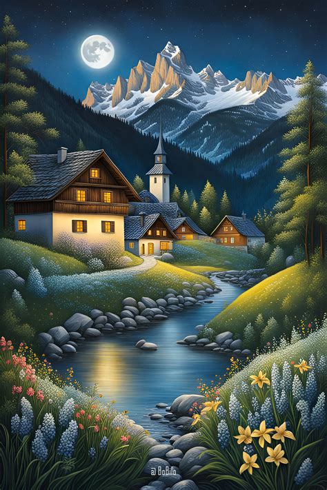 Idyllic Alpine Villages. Pic 9 | Art painting images, Landscape ...