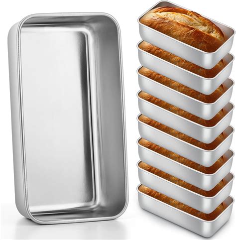 Amazon.com: E-far 8 Pack Stainless Steel Loaf Pans, 9x5 Inch Bread ...