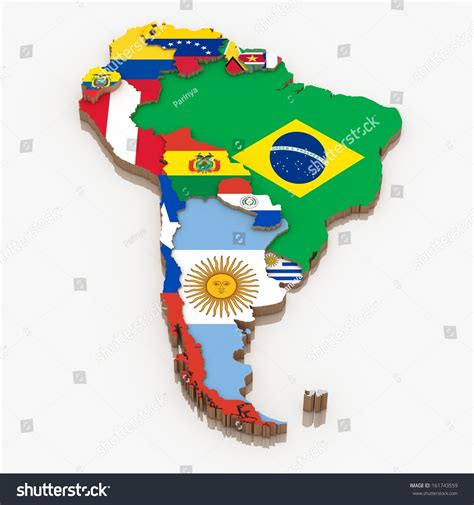 South America Continent With Flags Stock Photo 161743559 : Shutterstock