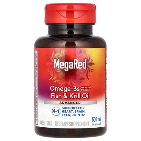 Schiff, MegaRed, Omega-3s Fish & Krill Oil, Advanced 4in1, Vanilla, 500 ...