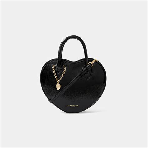 Black Patent Heart Handheld Sling