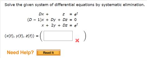 Image result for Solve System of Differential Equations Elimination Using Operators
