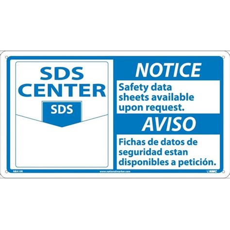 Nmc Notice Safety Data Sheets Available Sign - Bilingual NBA10P | Zoro