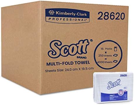 Scott® Essential Multifold Paper Hand Towels (M Fold), 16 Packs, 250 ...