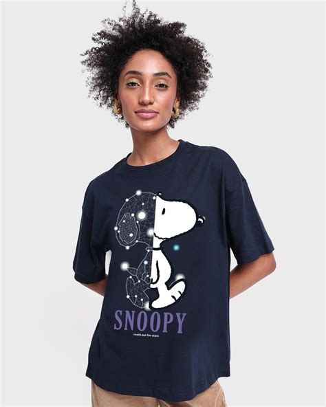 Buy Women's Blue Star Snoopy Graphic Printed Oversized T-shirt Online ...