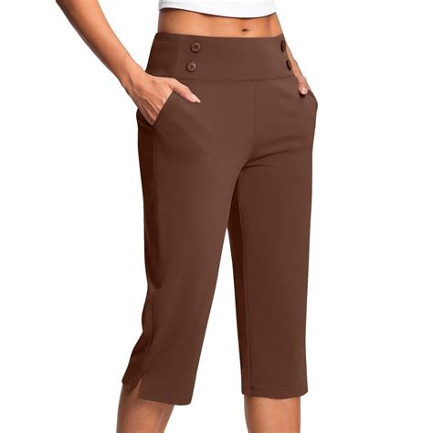 Mohiass Petite Capri Pants for Women Elastic Waist Capris for Women ...