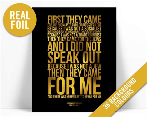 First They Came Poem Gold Foil Art Print Martin Niemöller - Etsy Canada