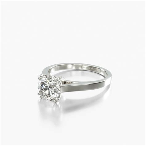 14K White Gold Double Claw Prong Engagement Ring-17130w14