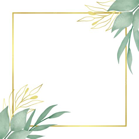 Greenery Watercolor Leaves Frame Border, Leaves, Watercolor, Leaf PNG ...