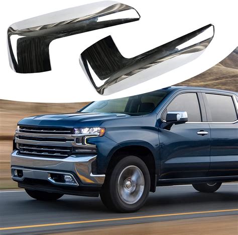 Chrome Mirror Cap Cover Trim Replace for 2019 2020 2021 2022 2023 2024 2025 Chevy Silverado 1500 ...