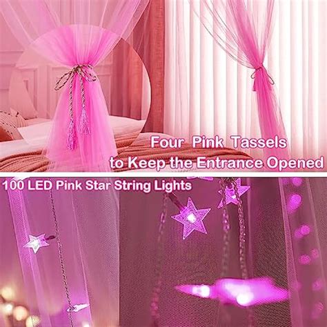 Lovelite Pink Bed Canopy with Lights for Girls, 8 India | Ubuy