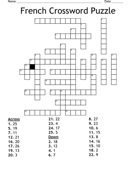 French Crossword Puzzle - WordMint