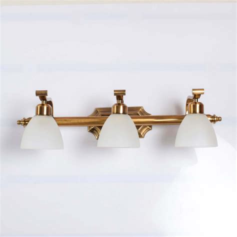 BRAVO 3 lights mirror light in brass ant finish with frosted glass sha ...