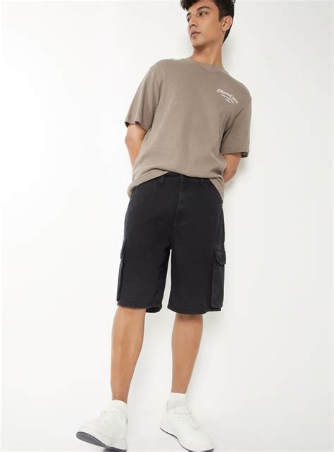 Buy Men Washed Denim Cargo Shorts Online at just Rs. 799.0 ...