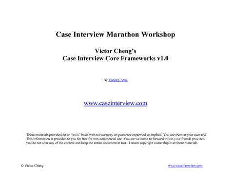 Case interview frameworks - © Victor Cheng caseinterview Case Interview ...