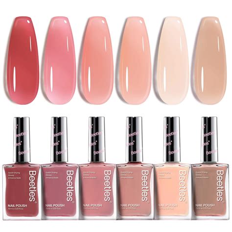 Amazon.com : Beetles Jelly Nail Polish Set P186,6 Colors Burgundy Pink Nude Quick Dry Nail ...