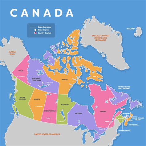 Colorful Canada Map with Surrounding Borders 20488047 Vector Art at Vecteezy