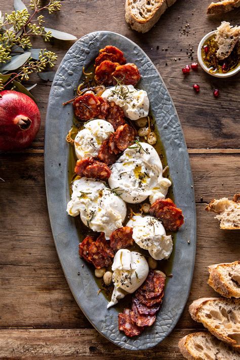 Burrata with Lemon Pepper Salami Bites. - Half Baked Harvest