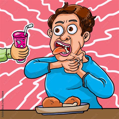 Funny cartoon . Panic man after choking in the throat. Stock Vector ...