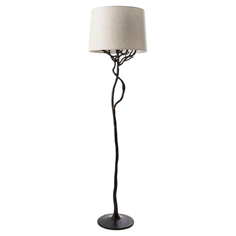 Organic 'Etna' Floor Lamp in Plaster with Linen Lampshade by Benediko ...