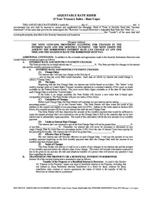 Adjustable Rate Rider for Mortgage - Blank Fillable Template | Fill Out ...