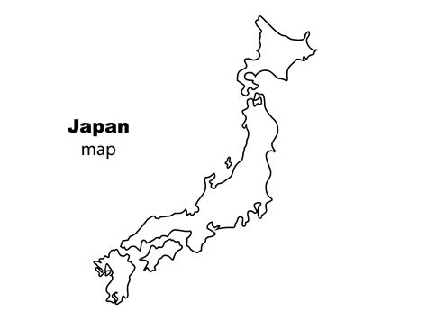 Map of japan vector drawing filled and outlined version | Premium Vector