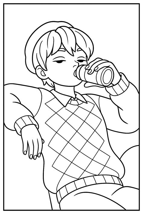 Free Baby Saja Drinking Water Pose Coloring Pages – Printable PDF (No ...