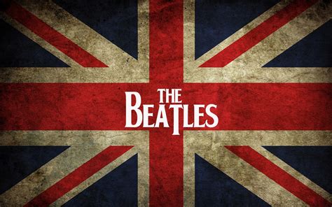 Bandera británica con símbolos de los Beatles - fondos de Escritorio