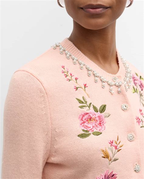 Cinq a Sept Isolde Embellished Floral Embroidered Cardigan | Neiman Marcus