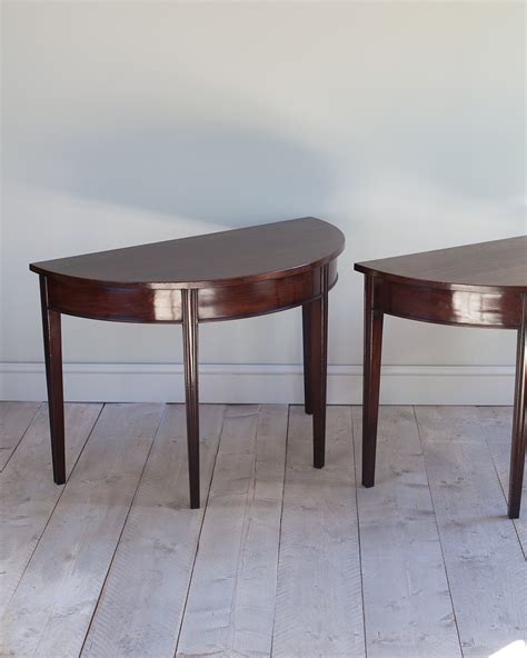 Pair of Georgian demi lune tables, pair of demi lunes, pair of console ...