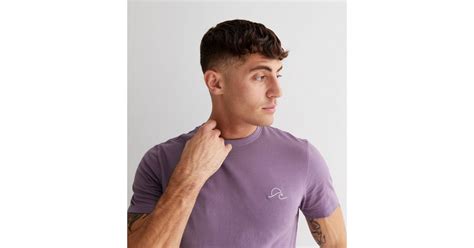 Lilac Embroidered Waves Regular Fit T-Shirt | New Look