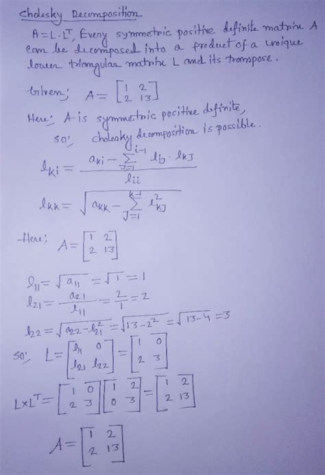 Image result for Cholesky Factorization Example
