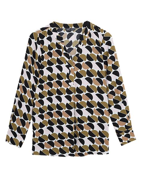 Buy Geometric V-Neck Long Sleeve Popover Blouse at Marks & Spencer