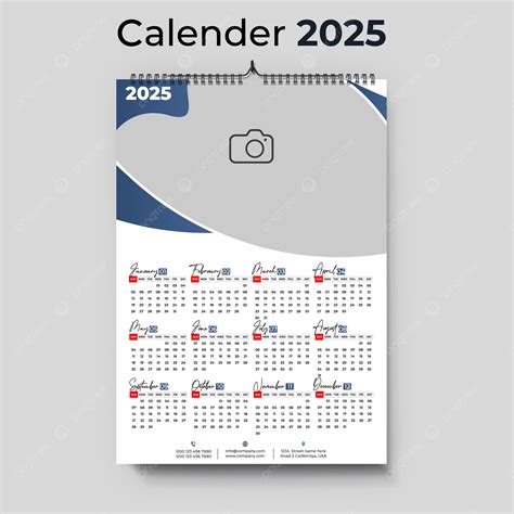 2025 Wall Calendar Vector Template Download on Pngtree