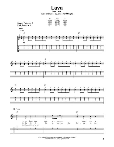 Lava (Easy Guitar Tab) - Print Sheet Music Now