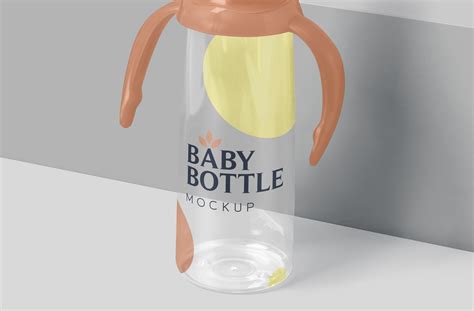 Standing Baby Bottle with Handles Mock-up BPA-Free | ZippyPixels