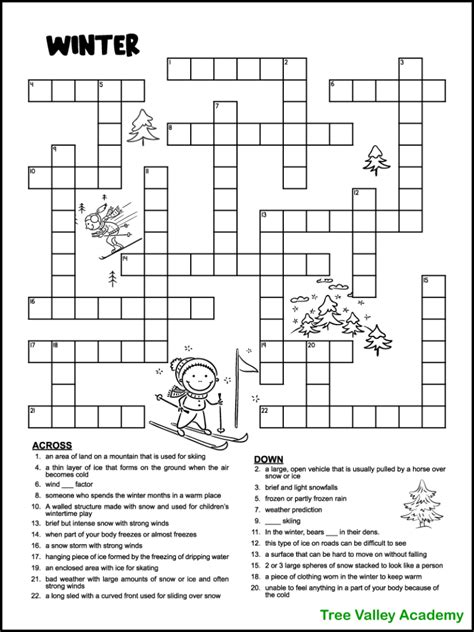 Winter Crossword Puzzle Free Printable - Free Daily Crossword Printable