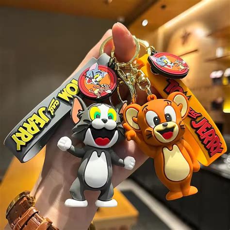 PITRESHWAR Rubber Tom And Jerry Keychain Stand Couple Keychains For ...