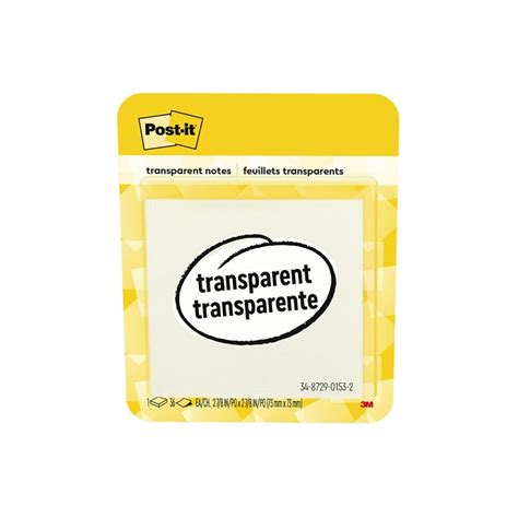 Transparent Post-It Notes 36 Sheets 2-7/8 x 2-7/8"