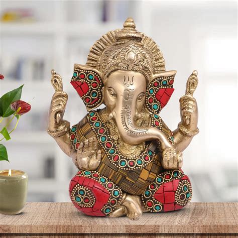 Artvarko Brass Lord Ganesha Brass Statue God Ganesh Bhagwan Ganpati ...
