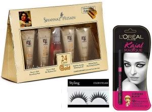 styling Eyelashes & Shahnaz Husain 24 Carat Gold Facial Kit & Loreal ...