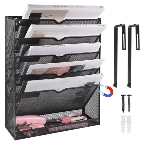 BESARME 5-Tier Magnetic File Holder for File Cabinets, Black Magnetic ...