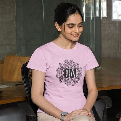 Mandala Om Combed Cotton Light Pink Women Yoga T-shirt