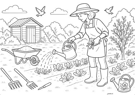 Gardening Coloring Pages Free Printable