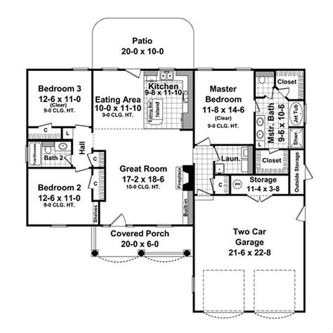 Traditional Style House Plan - 3 Beds 2 Baths 1500 Sq/Ft Plan #21-215 ...