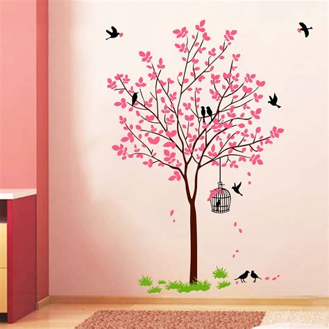 Decal O Decal PVC Vinyl Tree with Birds and Nest Botanical Wall ...