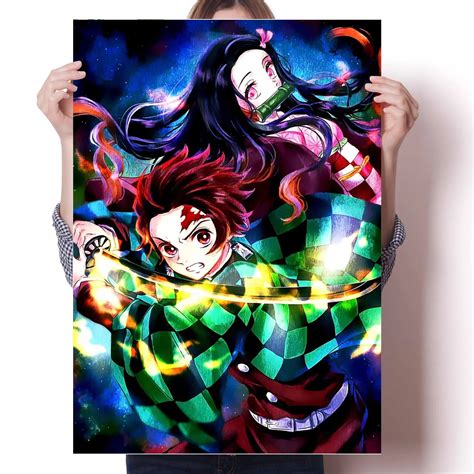Demon Slayer Anime Poster Tanjirou Nezuko Wall Art Kawaii Room Decor ...